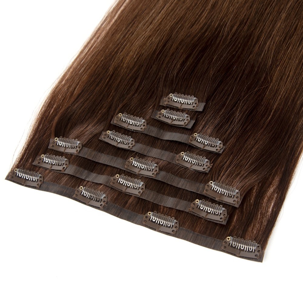 100% human hair extensions clip ins russian hair 12A double drawn Remy clip-in human hair extension
