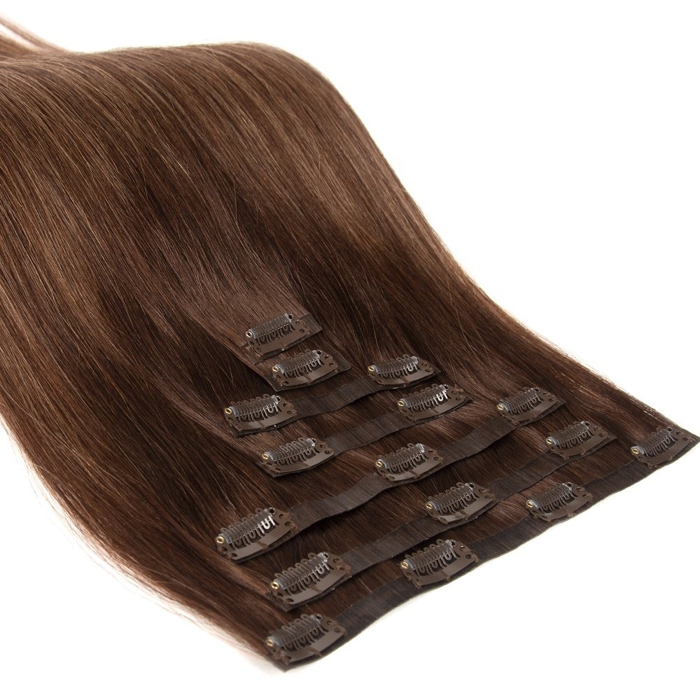 100% human hair extensions clip ins russian hair 12A double drawn Remy clip-in human hair extension