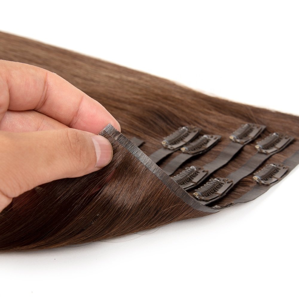 100% human hair extensions clip ins russian hair 12A double drawn Remy clip-in human hair extension