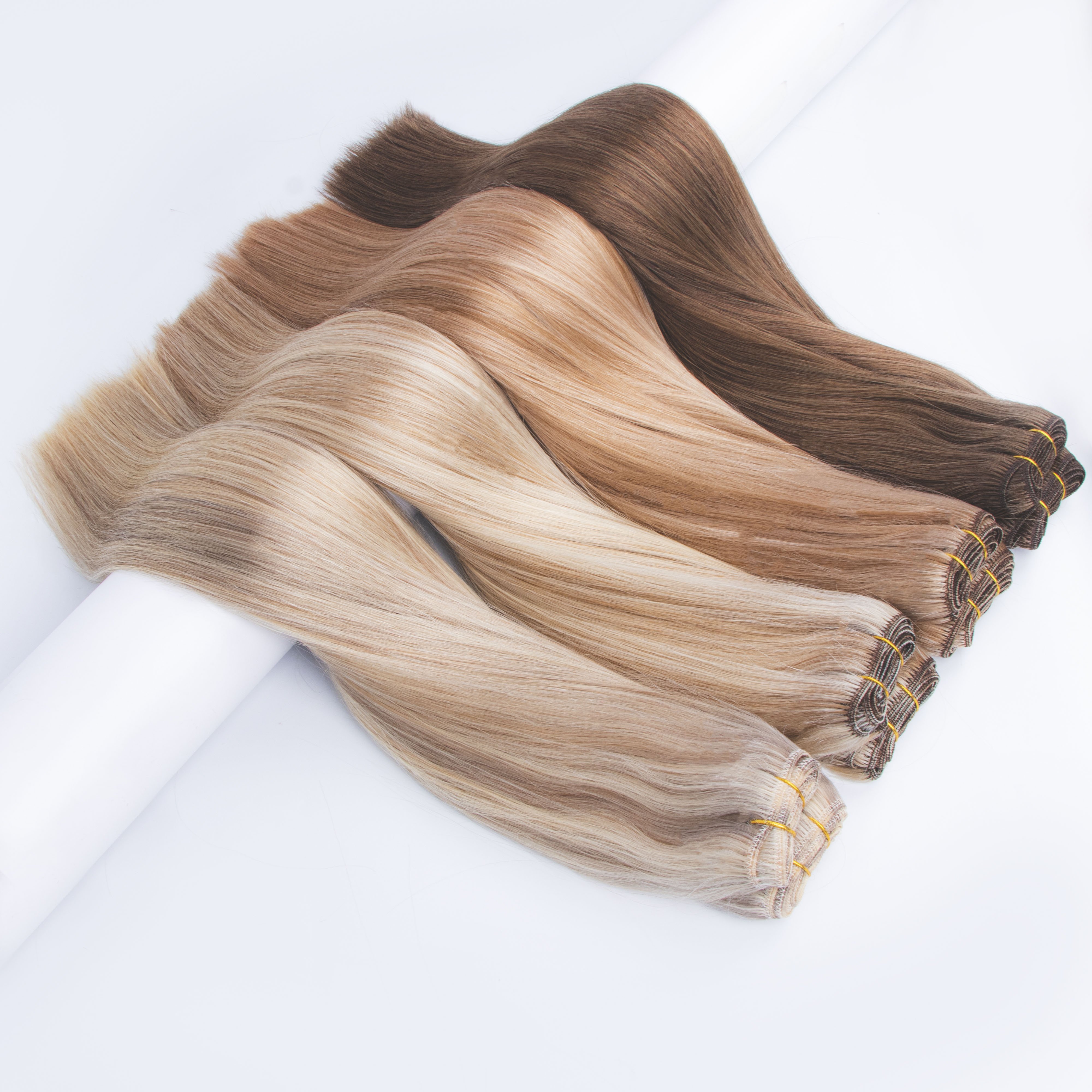Fast Shipping Cuticle Virgin Volume Weft Extensions Double Drawn Machine Weft Human Hair Extensions
