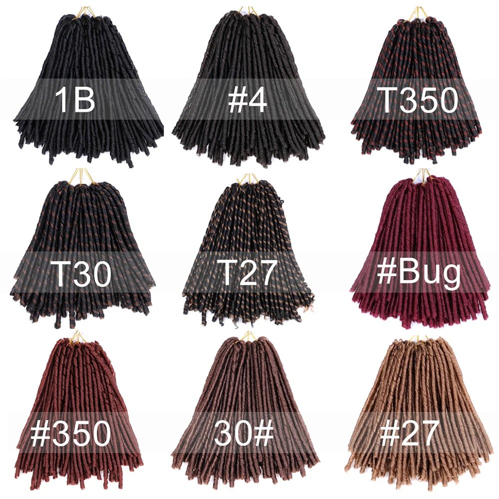 14" Soft Dreadlock Crochet Braiding Hair Black Red Blonde Synthetic Crochet Braiding Hair