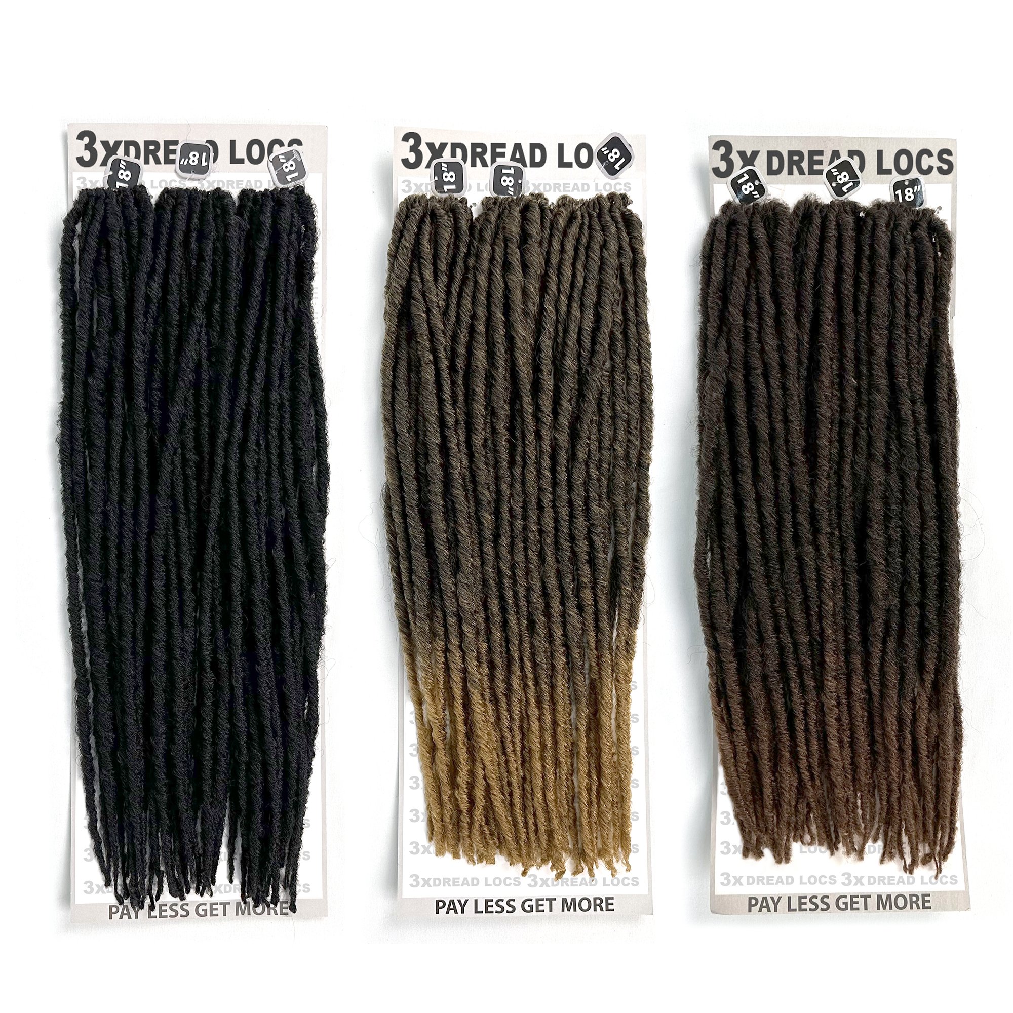 Ombre blonde 18inch 3x dreadlocks braids 36strands pre looped faux locs black color crochet hair extension dread locks