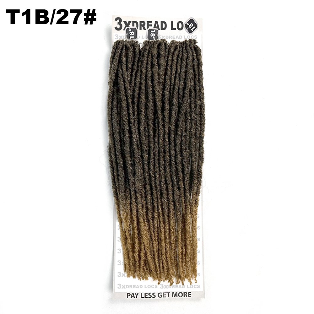 Ombre blonde 18inch 3x dreadlocks braids 36strands pre looped faux locs black color crochet hair extension dread locks
