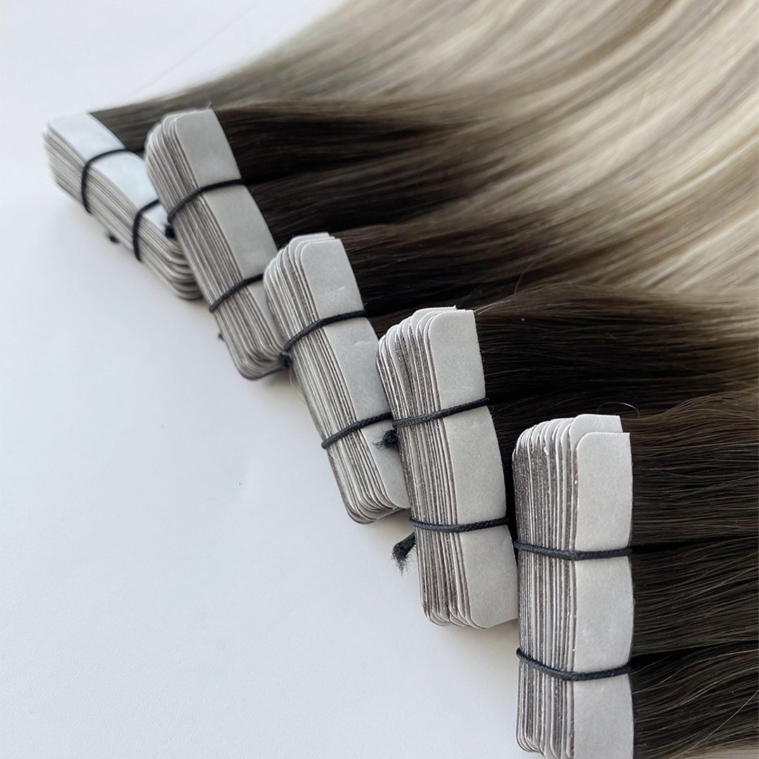 Haiyihair Salon Quality Raw European Cuticle Aligned Tape in Human Hair Extensions Virgin Remy Extensions Hair