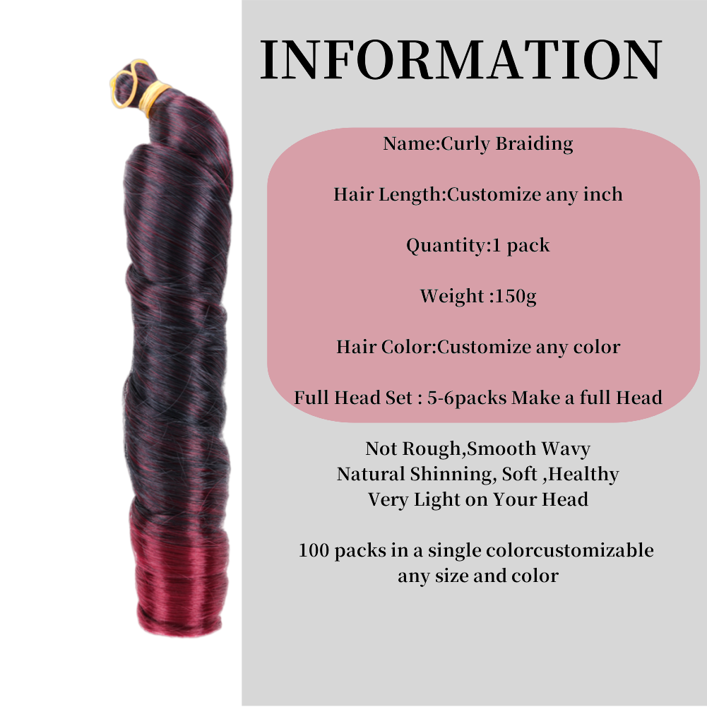 Hotsale24inch French Curly Bulk Spiral Curly Crochet Braids Hair Loose Wave Curl Braiding Hair Synthetic Extensions