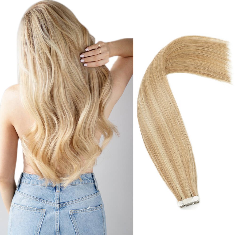 Wholesale 100 Human Hair Extensiones De Cabello 100humano Remmy Adhesive 22 Inches Blonde Russian Raw Remy Tape Hair Extension