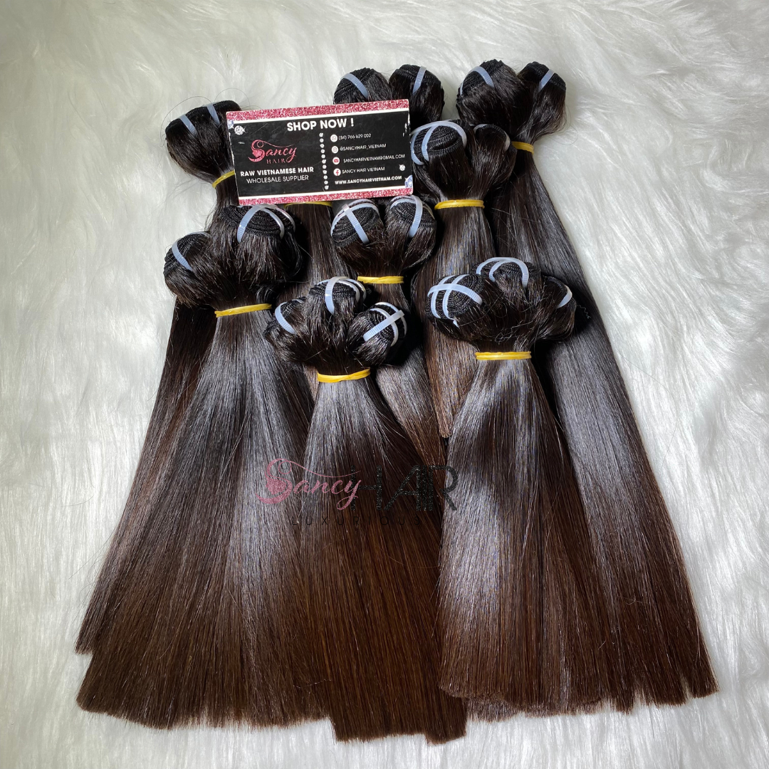 Brown Tip Double Drawn Bone Straight Human Hair Extensions | Premium Quality | Wholesale Price