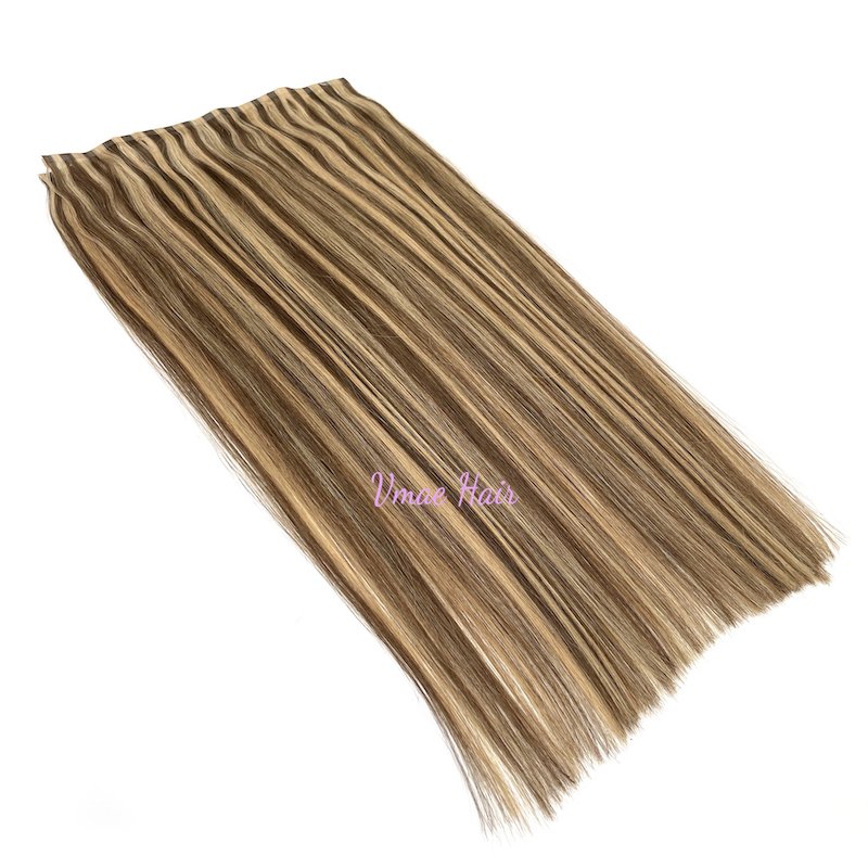 VMAE Double Drawn Straight Invisible Virgin Remy Cuticle Aligned Genius European Skin Weft With Holes Human Hair Extensions
