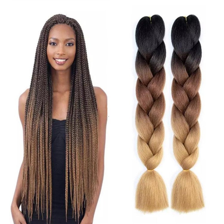 hot Yaki Texture Ombre Wholesale Synthetic Hair Jumbo Hair Extension Braiding Hair Jumbo for box Braiding water setting