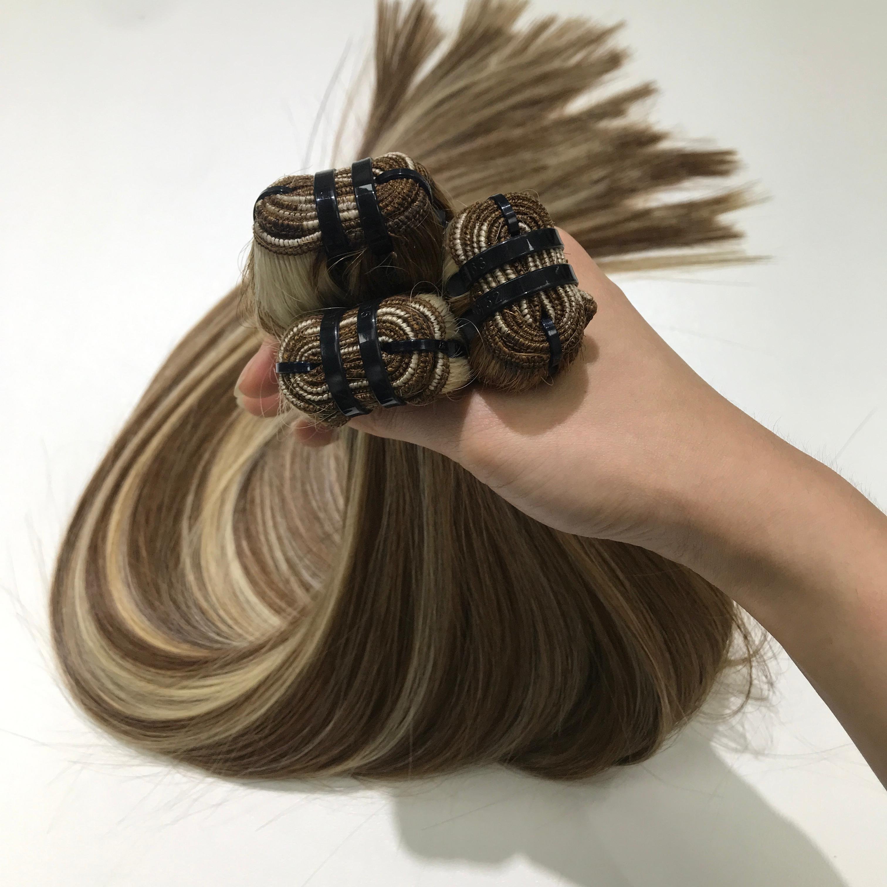 Piano Blonde Bundles Closure Frontal Make Wigs Super Double Drawn Raw Bone Straight Human Hair Extensions Virgin Hair Vietnam
