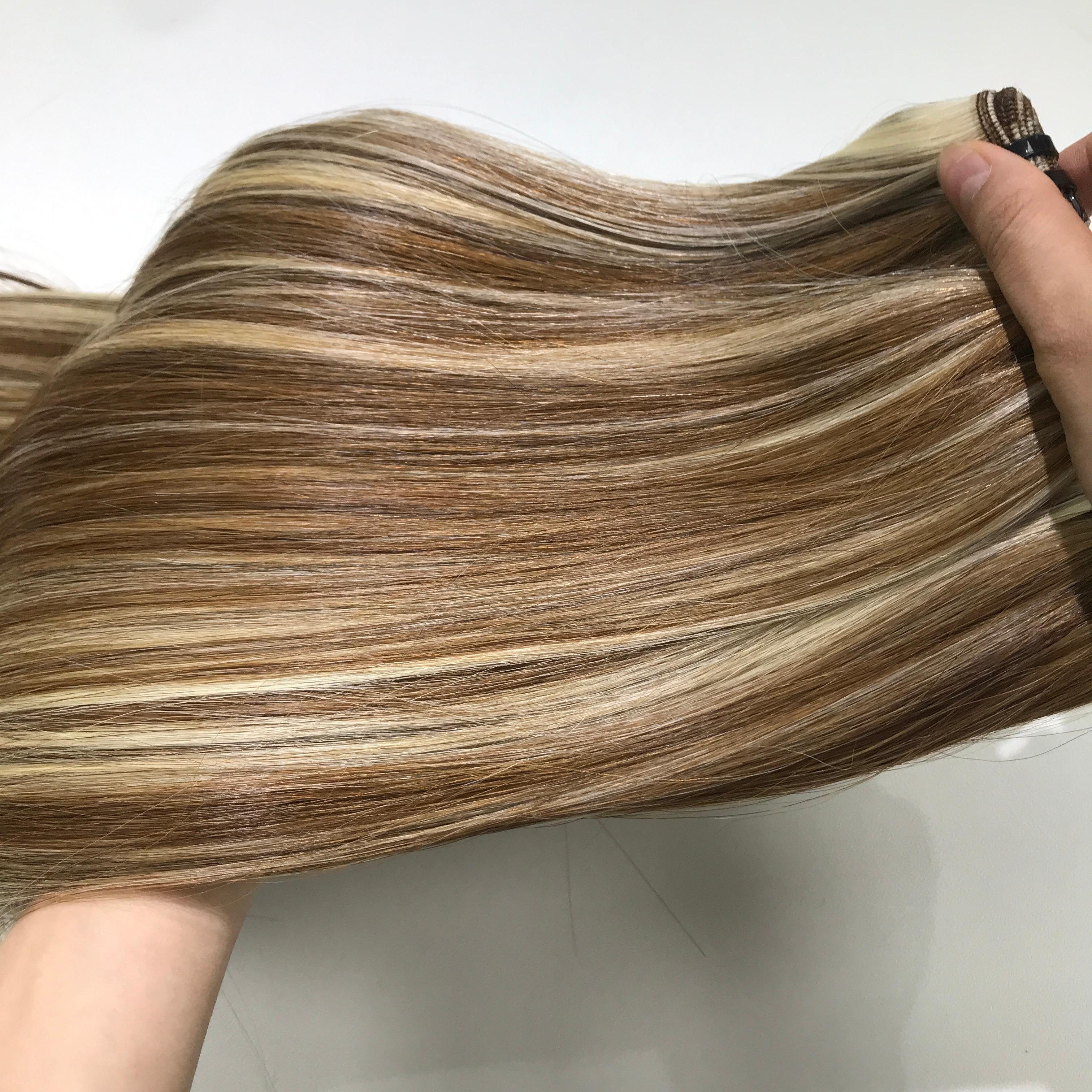 Piano Blonde Bundles Closure Frontal Make Wigs Super Double Drawn Raw Bone Straight Human Hair Extensions Virgin Hair Vietnam