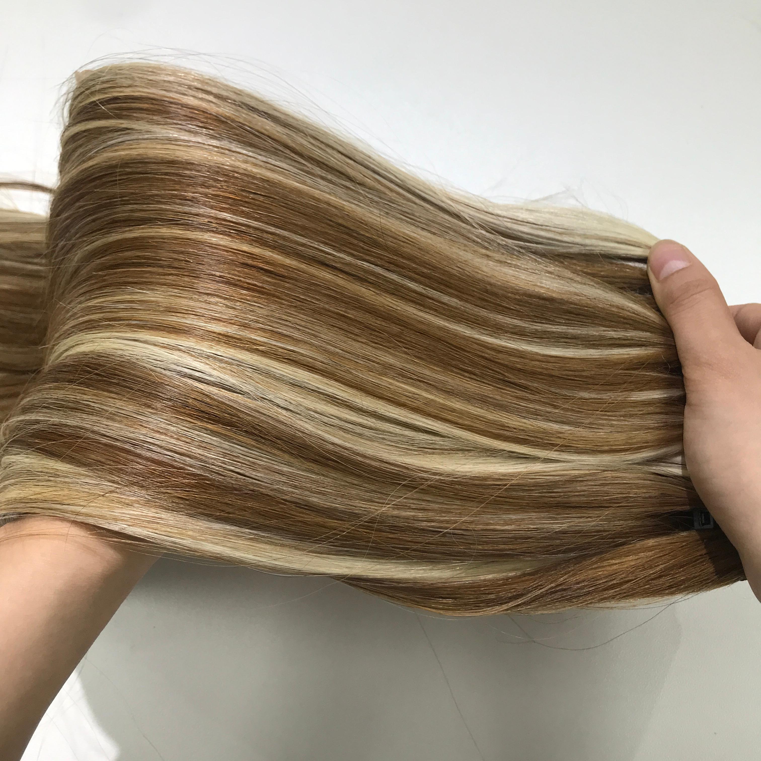 Piano Blonde Bundles Closure Frontal Make Wigs Super Double Drawn Raw Bone Straight Human Hair Extensions Virgin Hair Vietnam