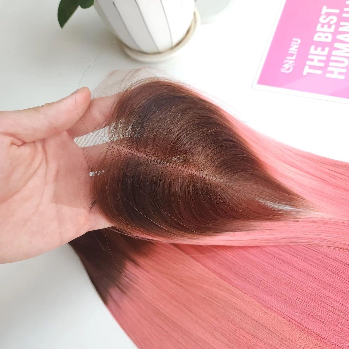 Vietnamese Raw Hair Wholesale Bundles Weft Bone Straight Ombre Pink Color Human Hair Hot selling product 2024 LINU Hair