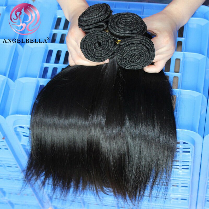 AngelBella 26 Inch Human Hair Bundle Double Drawn Virgin 100% Human Hair Bundles Peruvian Hair Bundles