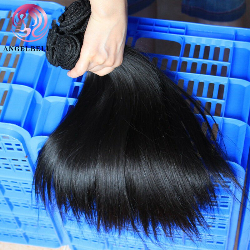 AngelBella 26 Inch Human Hair Bundle Double Drawn Virgin 100% Human Hair Bundles Peruvian Hair Bundles