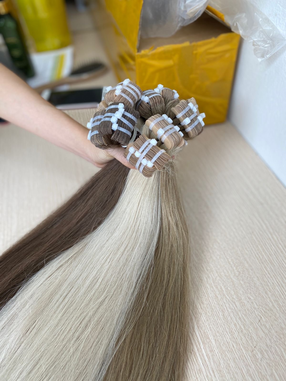 Factory direct price double drawn hair plastic tape in keratin nano hair extensions tape in hair extensions. smooth and silky