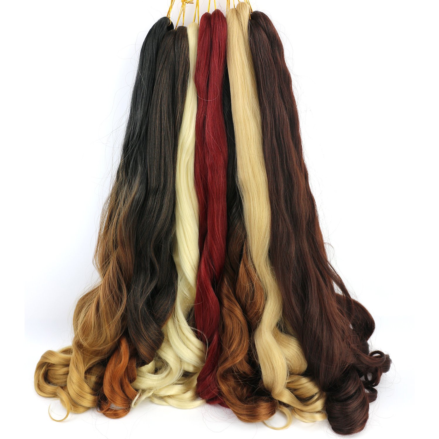French Curly Crochet Braiding Hair Synthetic Loose Wave Ombre Braids Hair for Women Spiral Curls Pre Stretched Hair Extensions