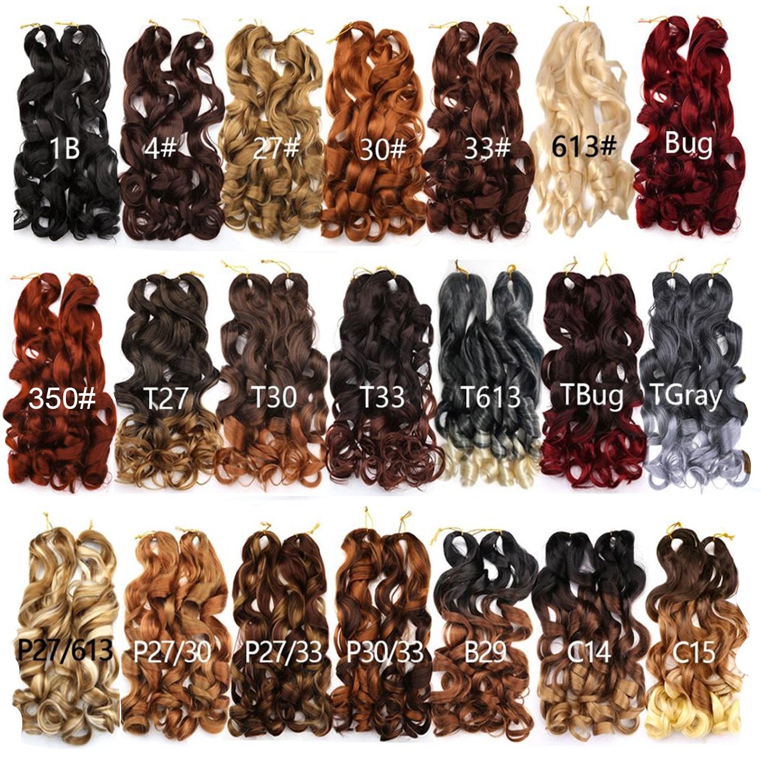 French Curly Crochet Braiding Hair Synthetic Loose Wave Ombre Braids Hair for Women Spiral Curls Pre Stretched Hair Extensions