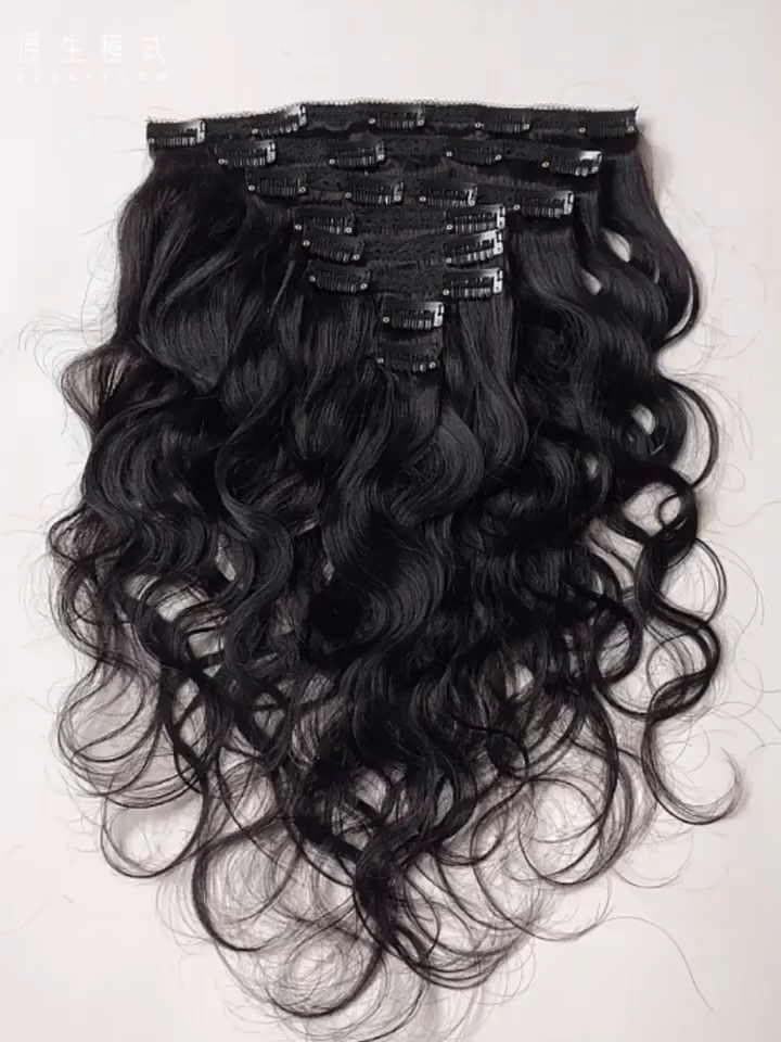 Wholesale 100% Human Hair Extension Clip In Remy Hair Clip Ins genius weft Extensions for black women