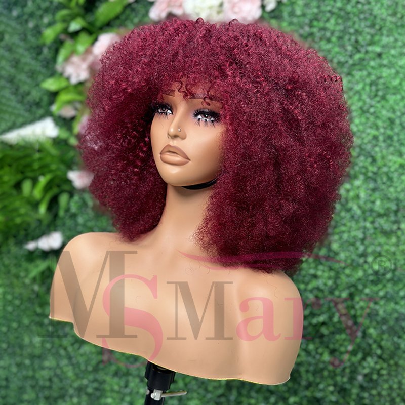 Double Drawn Raw Vietnamese Human Hair Machine Hand Made Wig Virgin Hair Vendor Afro Kinky Curly Human Hair Wigs For Black Women