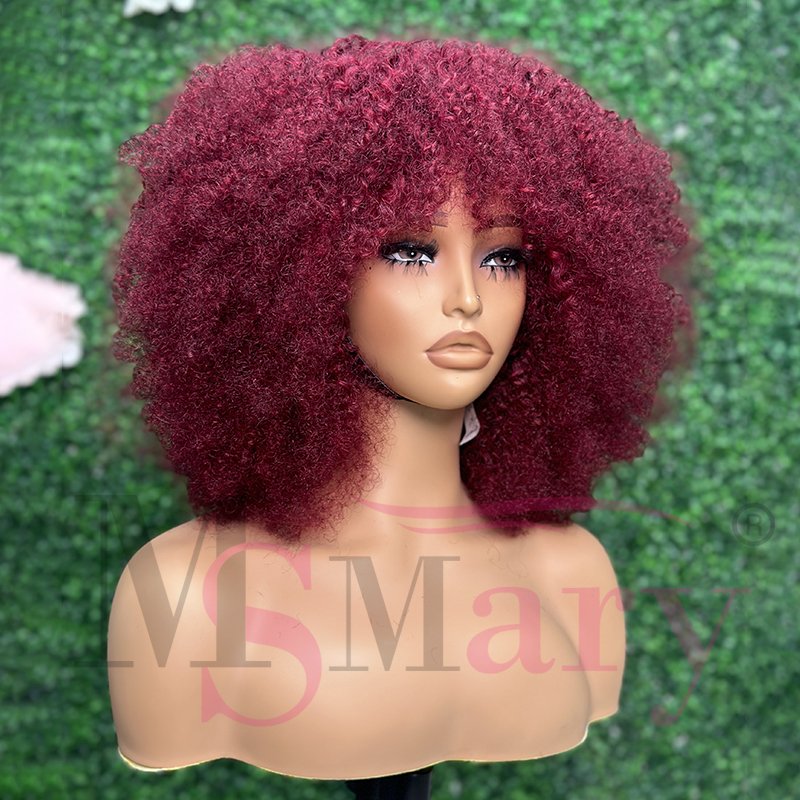 Double Drawn Raw Vietnamese Human Hair Machine Hand Made Wig Virgin Hair Vendor Afro Kinky Curly Human Hair Wigs For Black Women