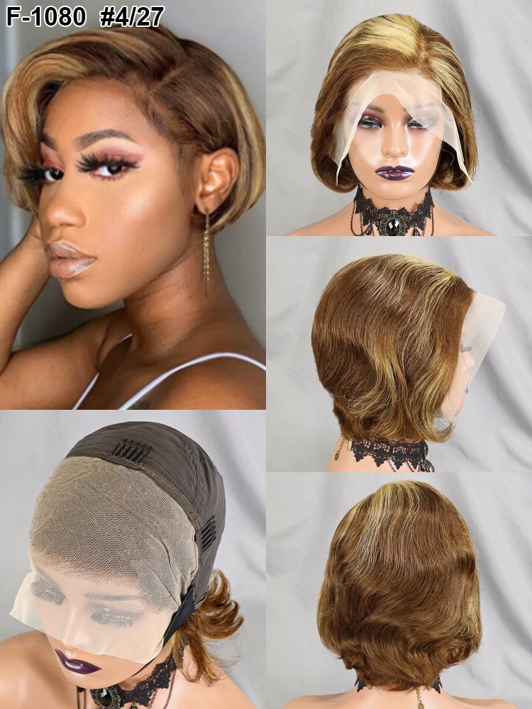 Letsfly 12.8$ Promotion 13x4 Lace Frontal Wigs Pixie Cut 100% Human Hair Wholesale Summer Short Cheap Brazilian Wigs In Stock