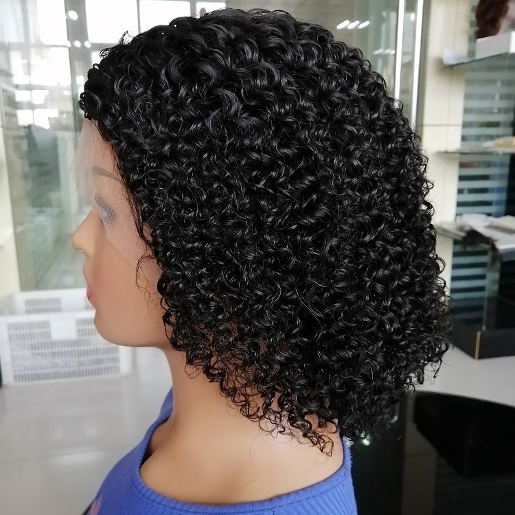 Natural Virgin Brazilian short Bob curly Wig pixie cut curls human hair wig hd lace closure frontal wigs for black women
