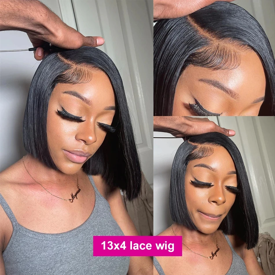 13*4 HD 4*4 5*5 6*6 7*7 Transparent Lace Human Hair Wig For Black Women Wholesale Indian Temple Hair SDD Bob Wig