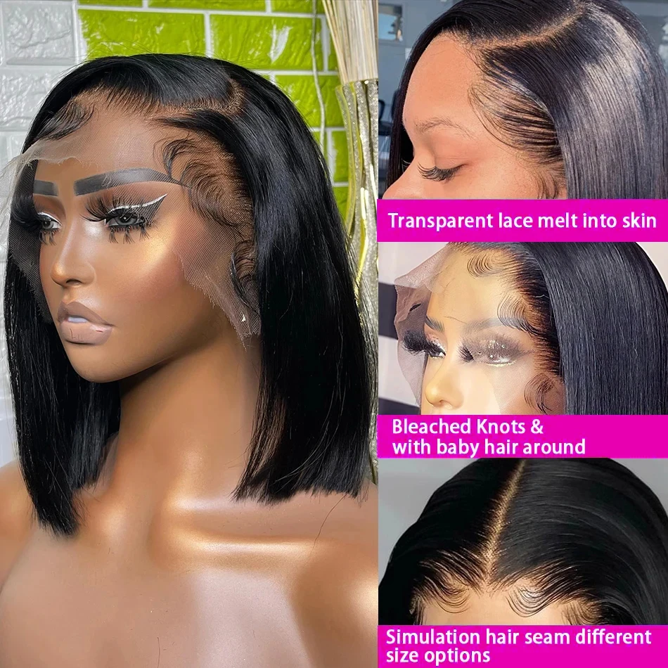 13*4 HD 4*4 5*5 6*6 7*7 Transparent Lace Human Hair Wig For Black Women Wholesale Indian Temple Hair SDD Bob Wig