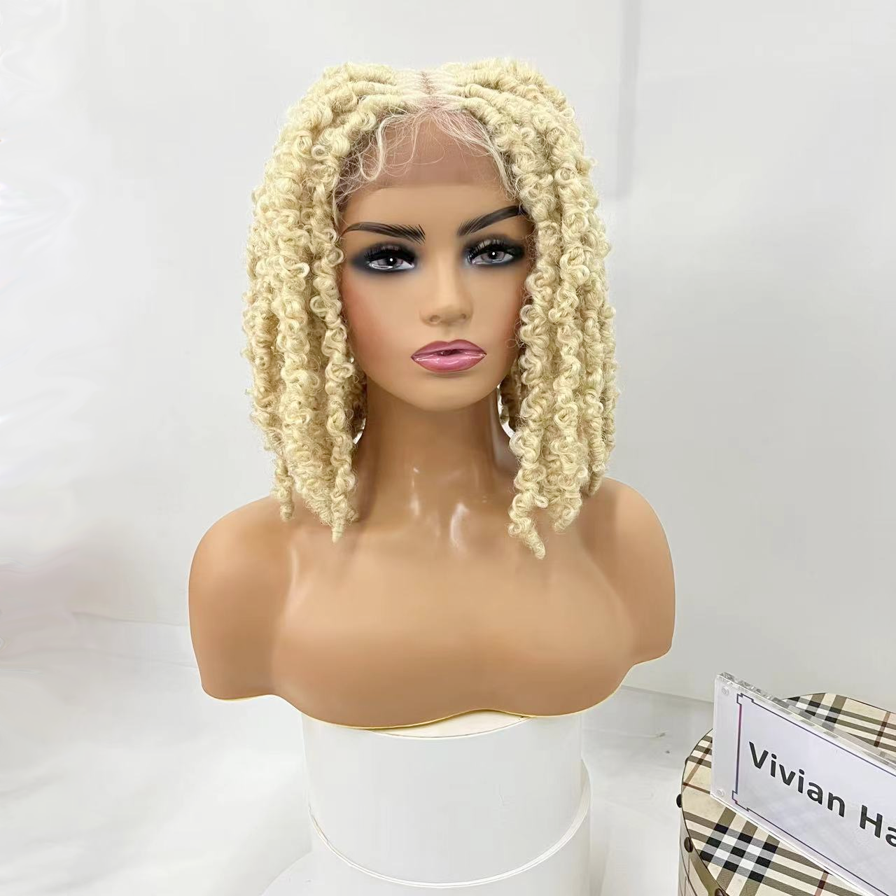 Braided Lace Front Wig Free Parting Calif Butterfly Locs 613 dropshipping pre plucked 4x4 synthetic lace front human hair wig