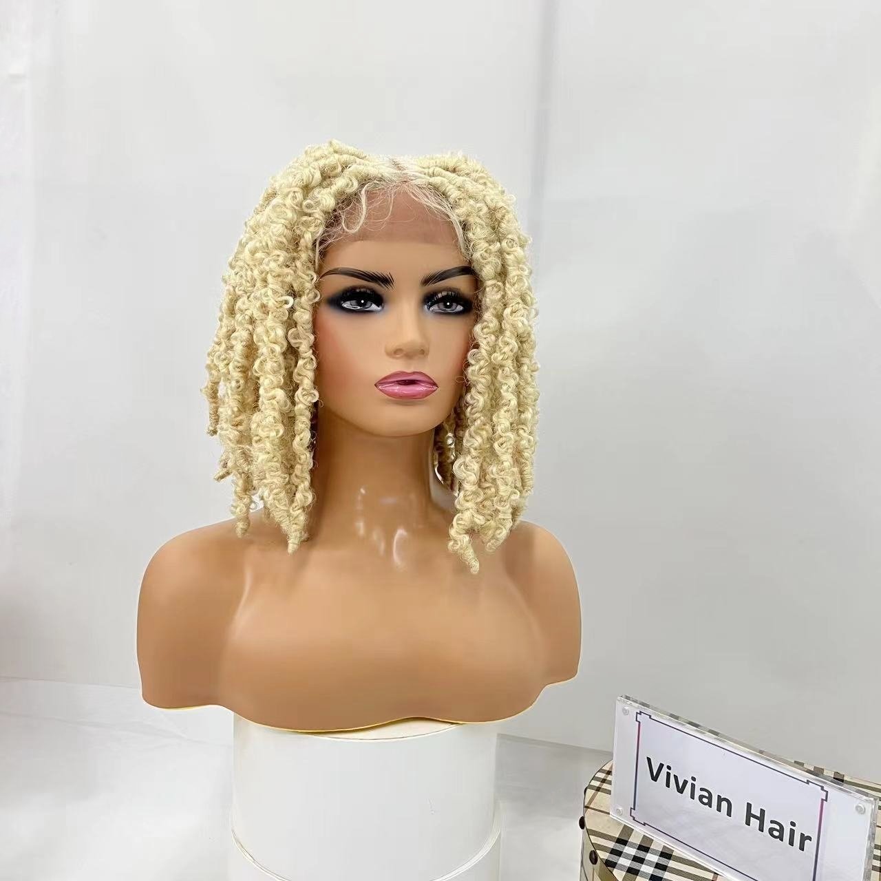 Braided Lace Front Wig Free Parting Calif Butterfly Locs 613 dropshipping pre plucked 4x4 synthetic lace front human hair wig