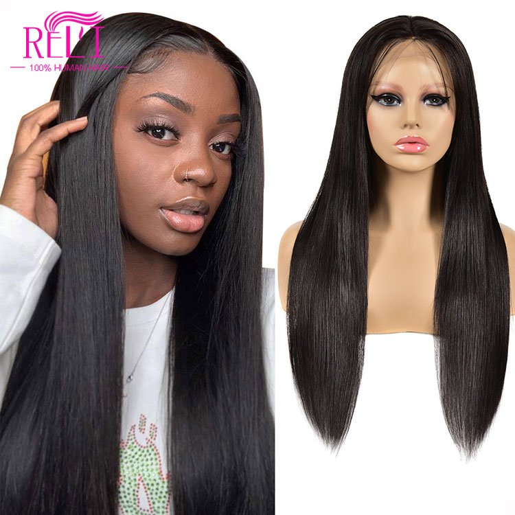 13x6 human hair HD lace front wigs 180 density straight lace front human hair wig