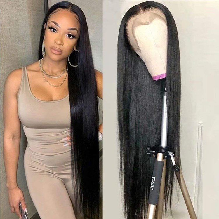 13x6 human hair HD lace front wigs 180 density straight lace front human hair wig