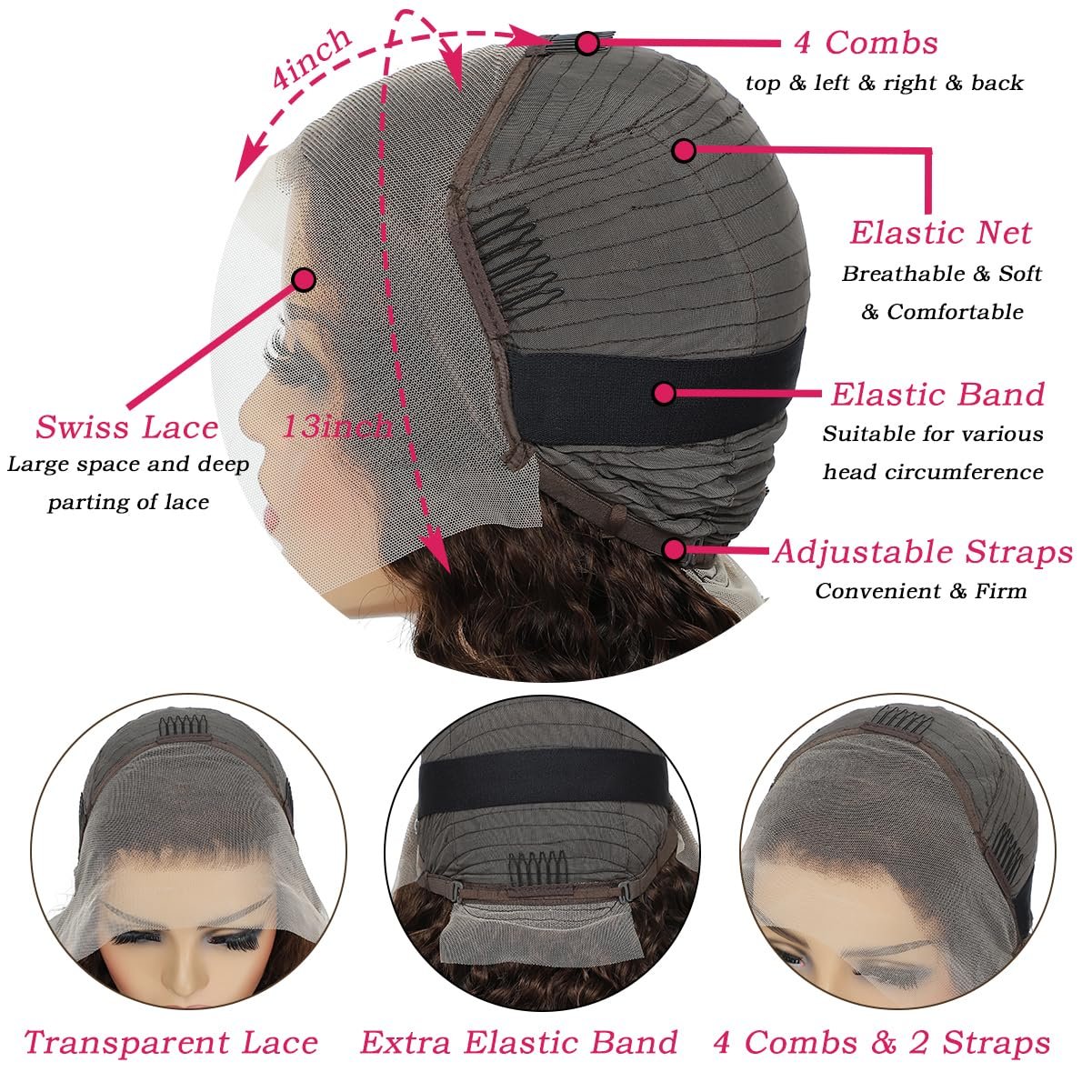 Blonde Highlight 13x4 Transparent Lace Front Human Hair Wigs Silky Straight Ombre #2 Highlight 613 blonde Lace Wigs 150density
