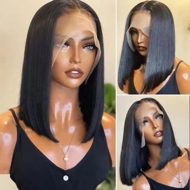 Cheap Short Bob Transparent Hd Lace Human Hair Wig 8-14inch Mink Brazilian Hair Wig 4x4 Closure Short Bob Wigs For Black Women
