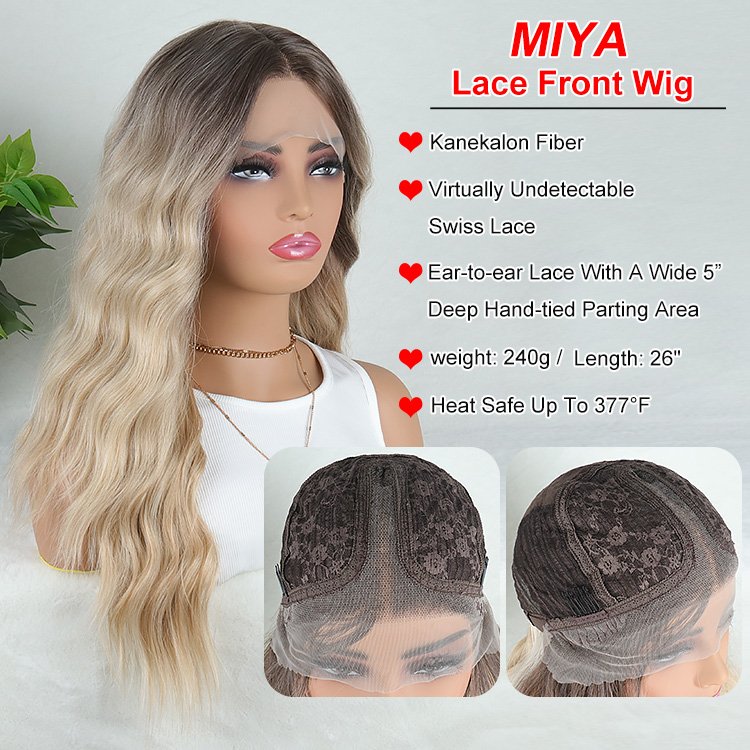 Julianna New Arrivals Wholesale Fiber High Quality Long Blonde Curly Lace Front Wig Synthetic Hair Wigs For Women Daily Use
