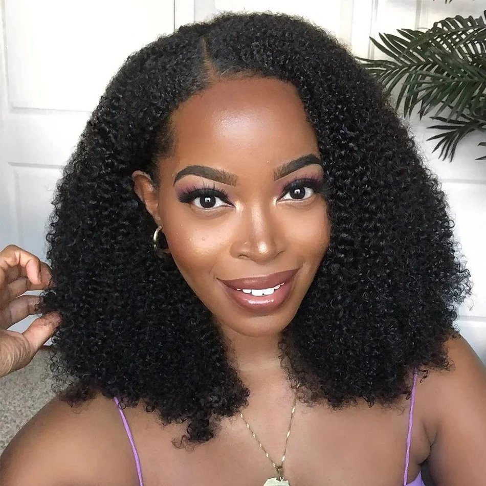 100% Remy Afro Kinky Curly Wig Cuticle Aligned Raw Vietnamese Glueless Human Hair Wigs V part Brazilian Natural Human Hair Wigs