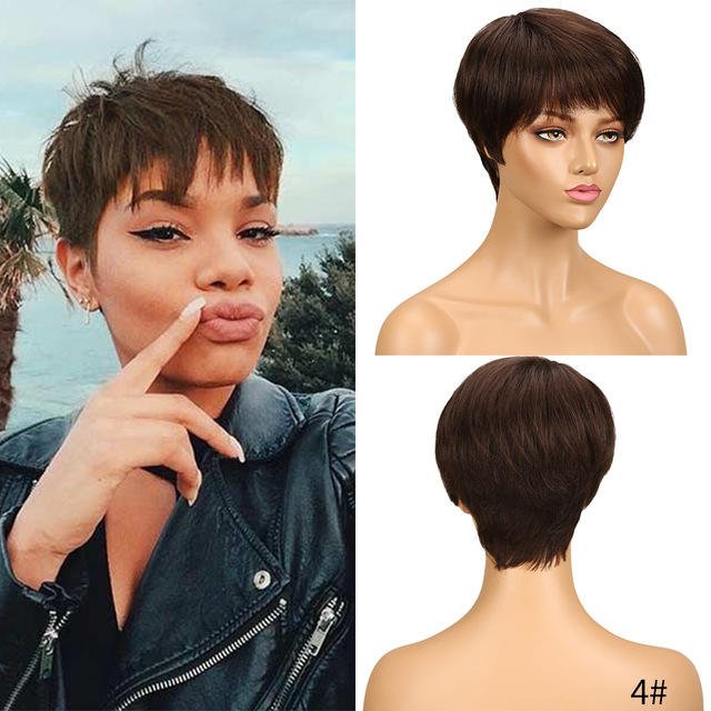 Rebecca Short Straight Wigs Brazilian Hair Wholesale Cheap Hot Sell Best Human Hair Wig With Bangs Pixie Cut Wig Human Hair