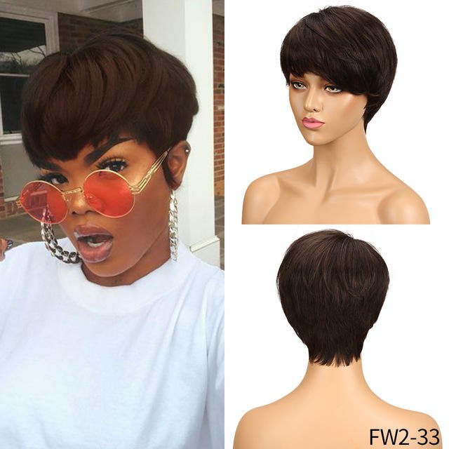 Rebecca Short Straight Wigs Brazilian Hair Wholesale Cheap Hot Sell Best Human Hair Wig With Bangs Pixie Cut Wig Human Hair