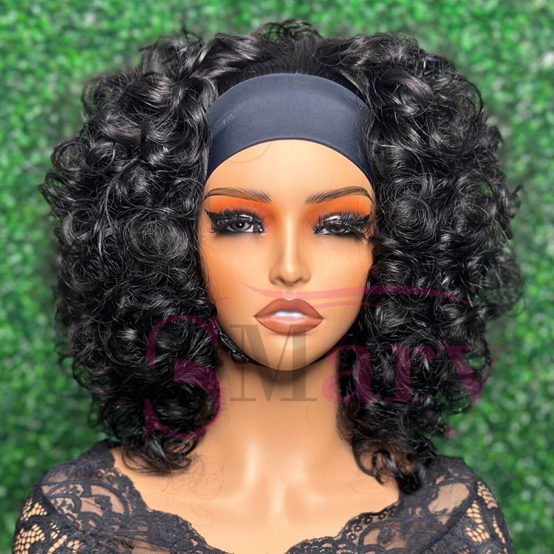 Cheap Glueless Vietnamese Raw Hair Vendor Wigs 12A Grade SDD Bouncy Curl Raw Headband Human Hair Wigs for Black Women