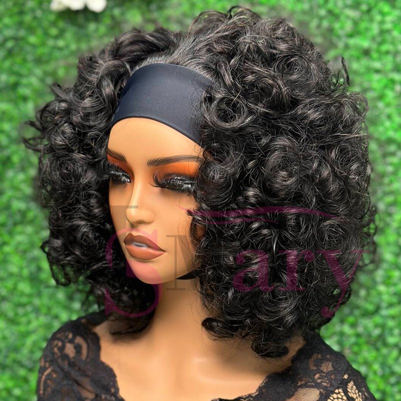 Cheap Glueless Vietnamese Raw Hair Vendor Wigs 12A Grade SDD Bouncy Curl Raw Headband Human Hair Wigs for Black Women