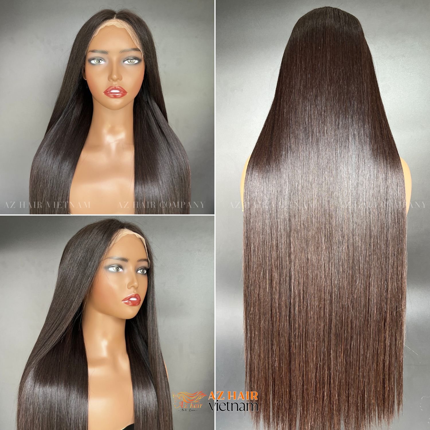 Mega Sale Vietnamese Raw Hair Wig Bone Straight Natural Black Color Closure Swiss Lace 200% Density Full End Silky Smooth