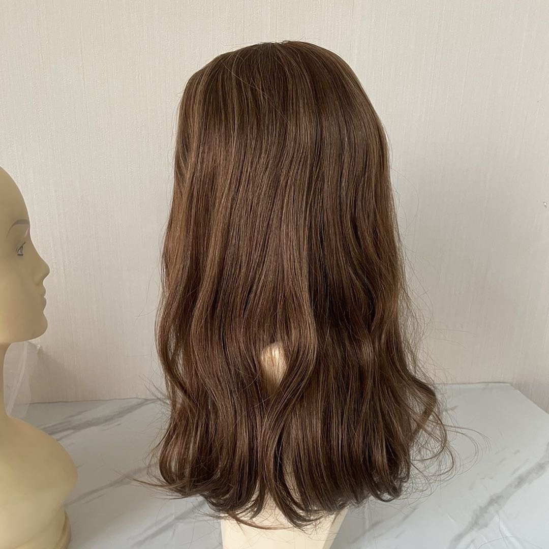 Straight Elastic Lace Silk Base Wigs Human Virgin Hair Jewish Wig Brown