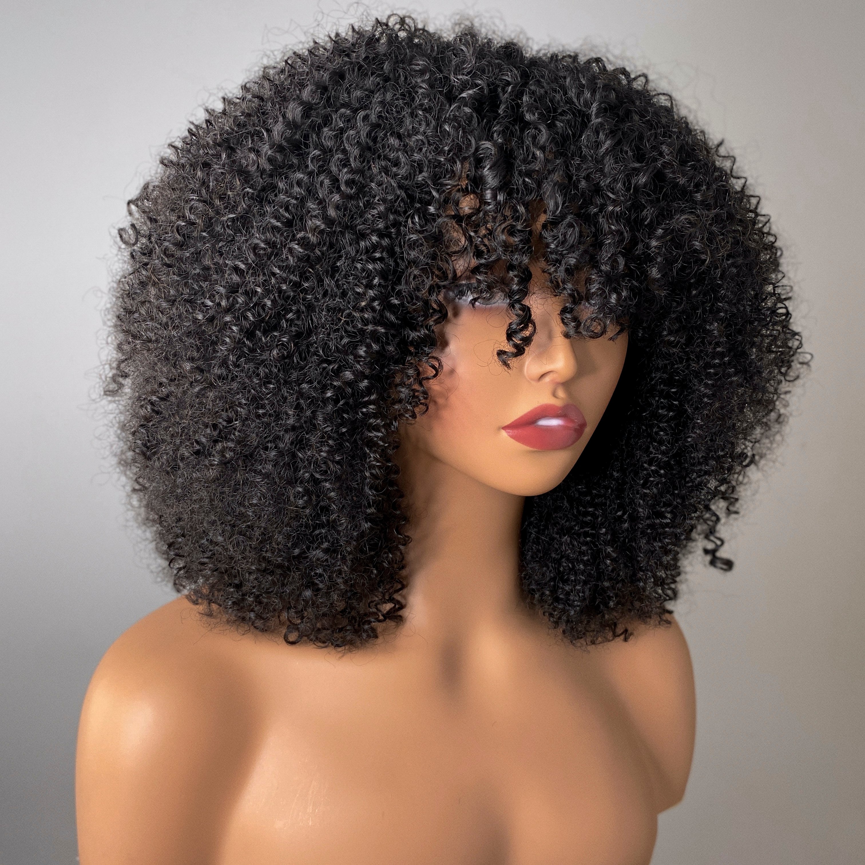 Afro-kinky Curly Machine Made Human Hair Wig For Black Women 250% Natural Brazilian Human Hair Factory Wholesale Cheap Bob Wig