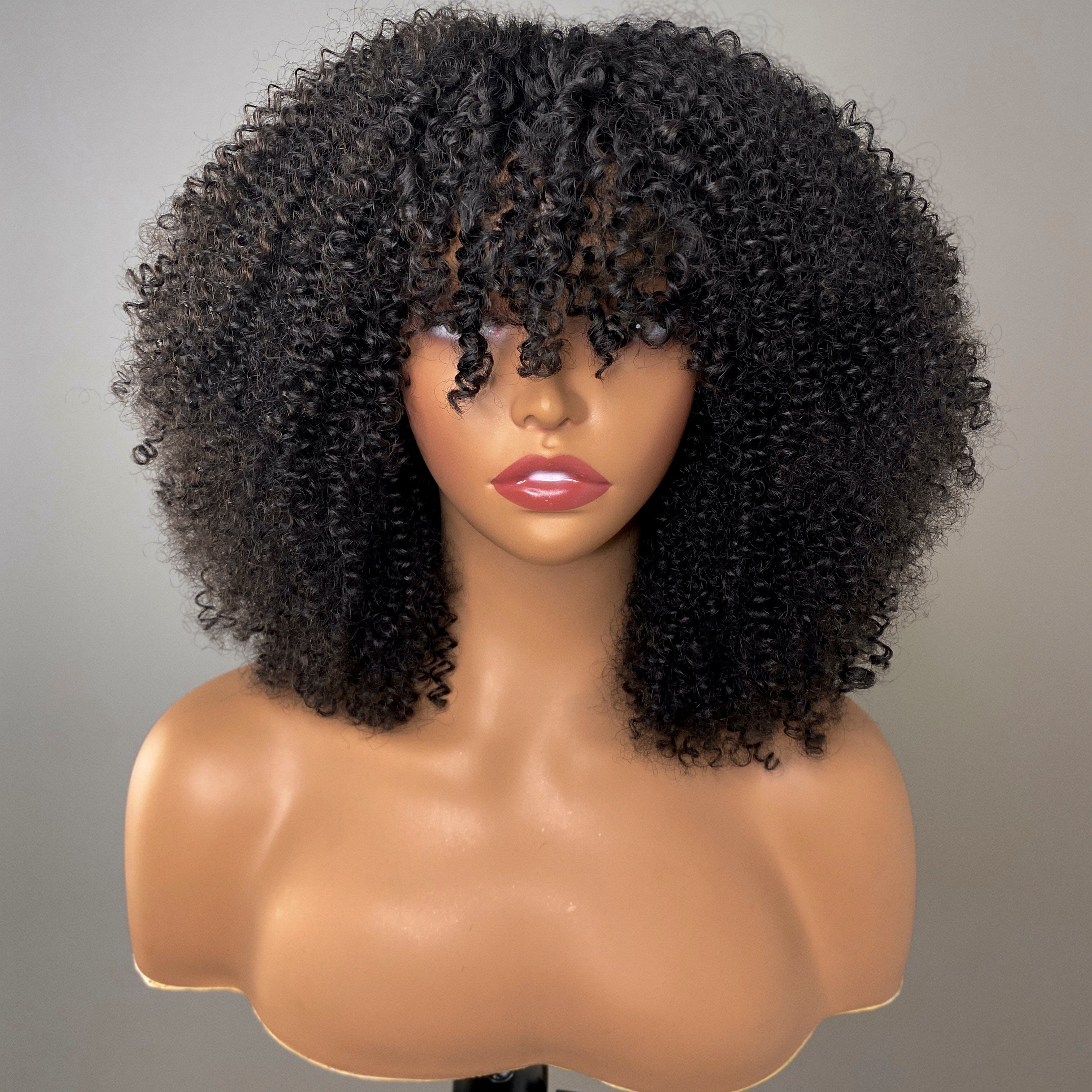 Afro-kinky Curly Machine Made Human Hair Wig For Black Women 250% Natural Brazilian Human Hair Factory Wholesale Cheap Bob Wig