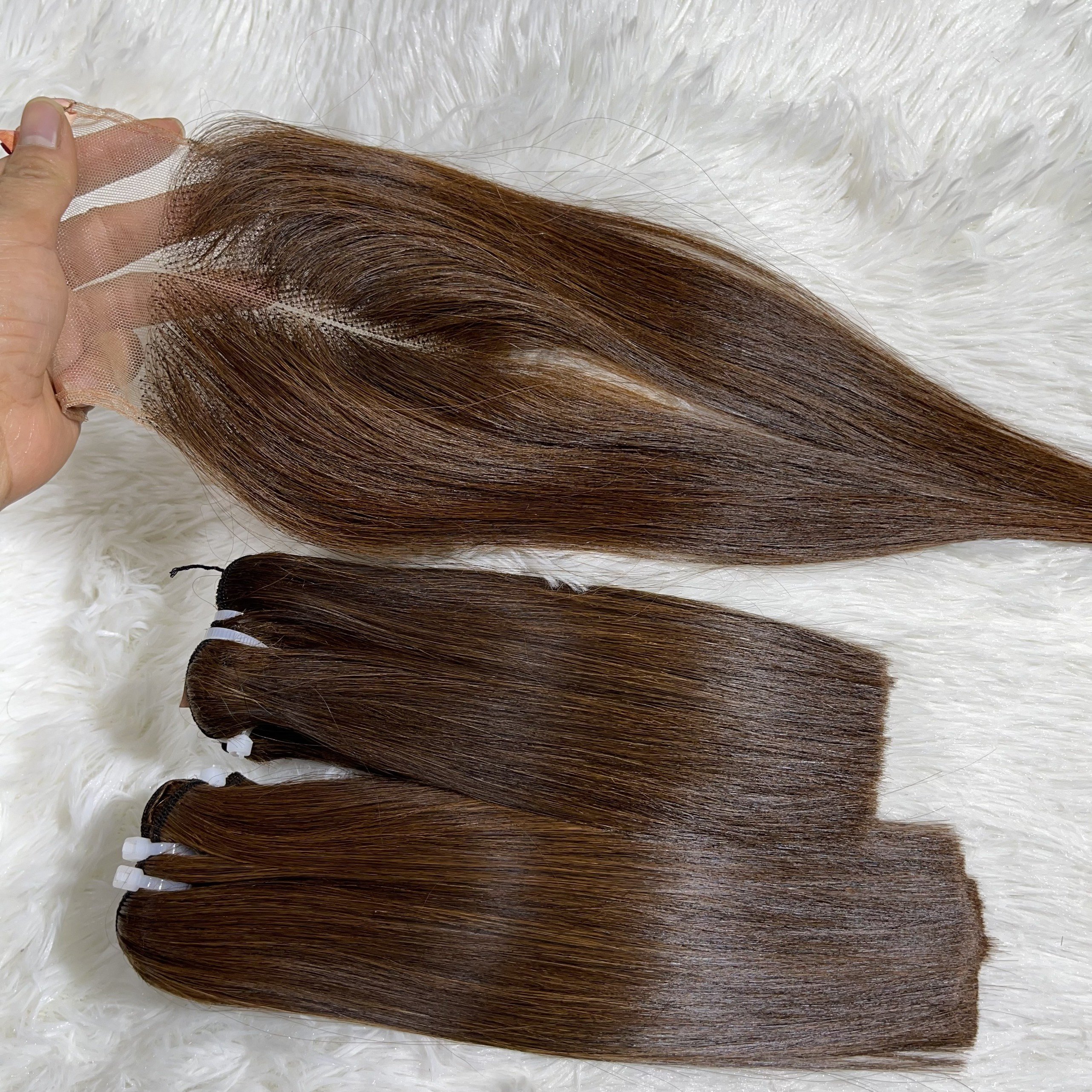 Wholesale length 8"-40" and color Human hair from raw Vietnamese hair wholesale super silky hair extensions