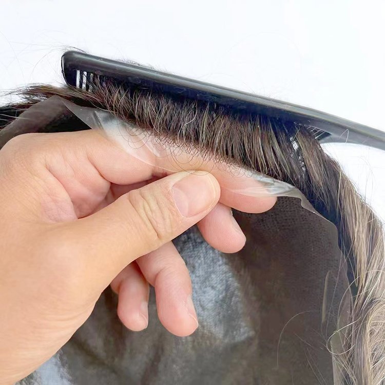 Elevate your look with thin wigs for men: Undetectable replacement hair toupee made from human hair.