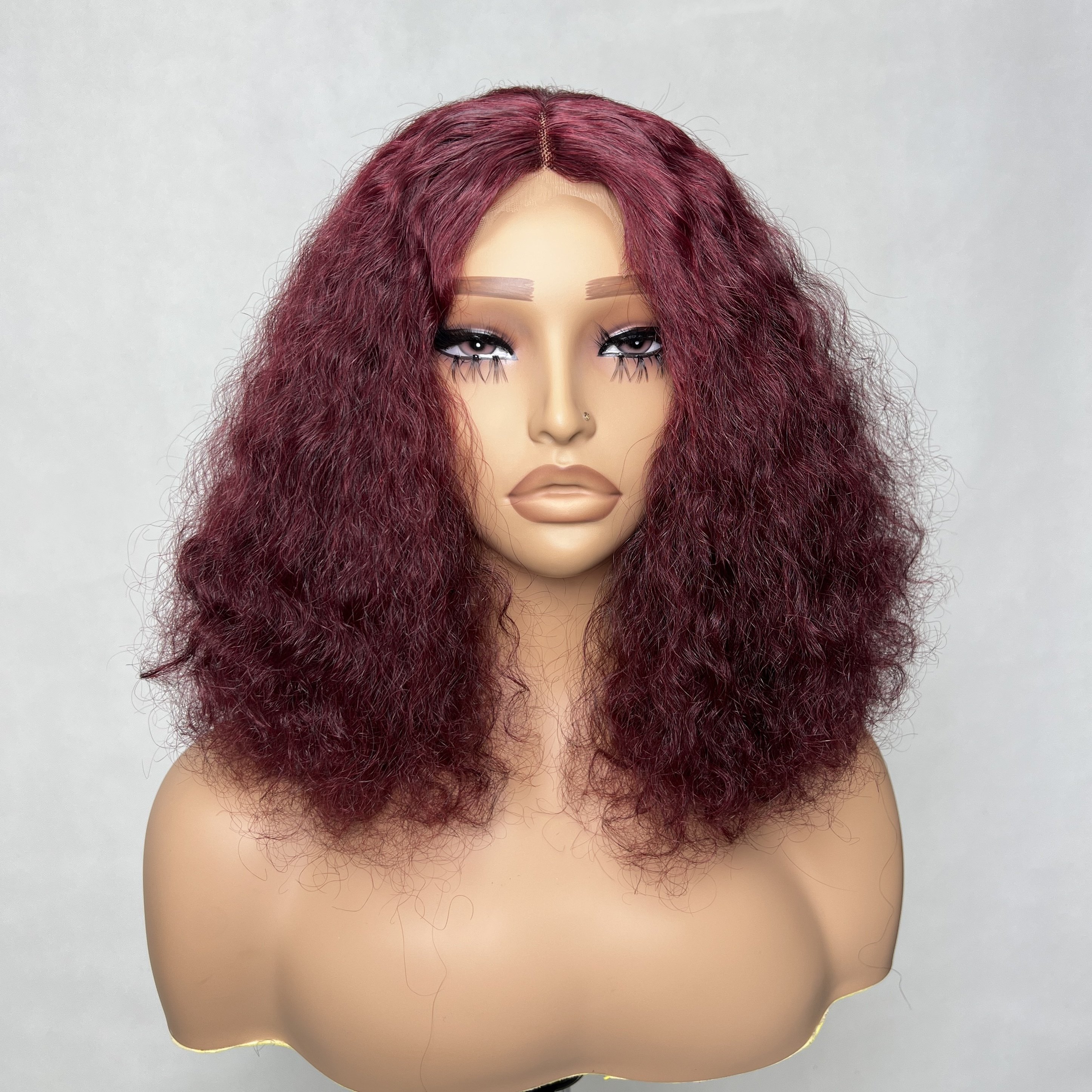 Factory Hot Selling T Part Lace Closure Curly Wig 250% Density 100% Raw Cuticle Aligned Human Hair Wigs Vendor