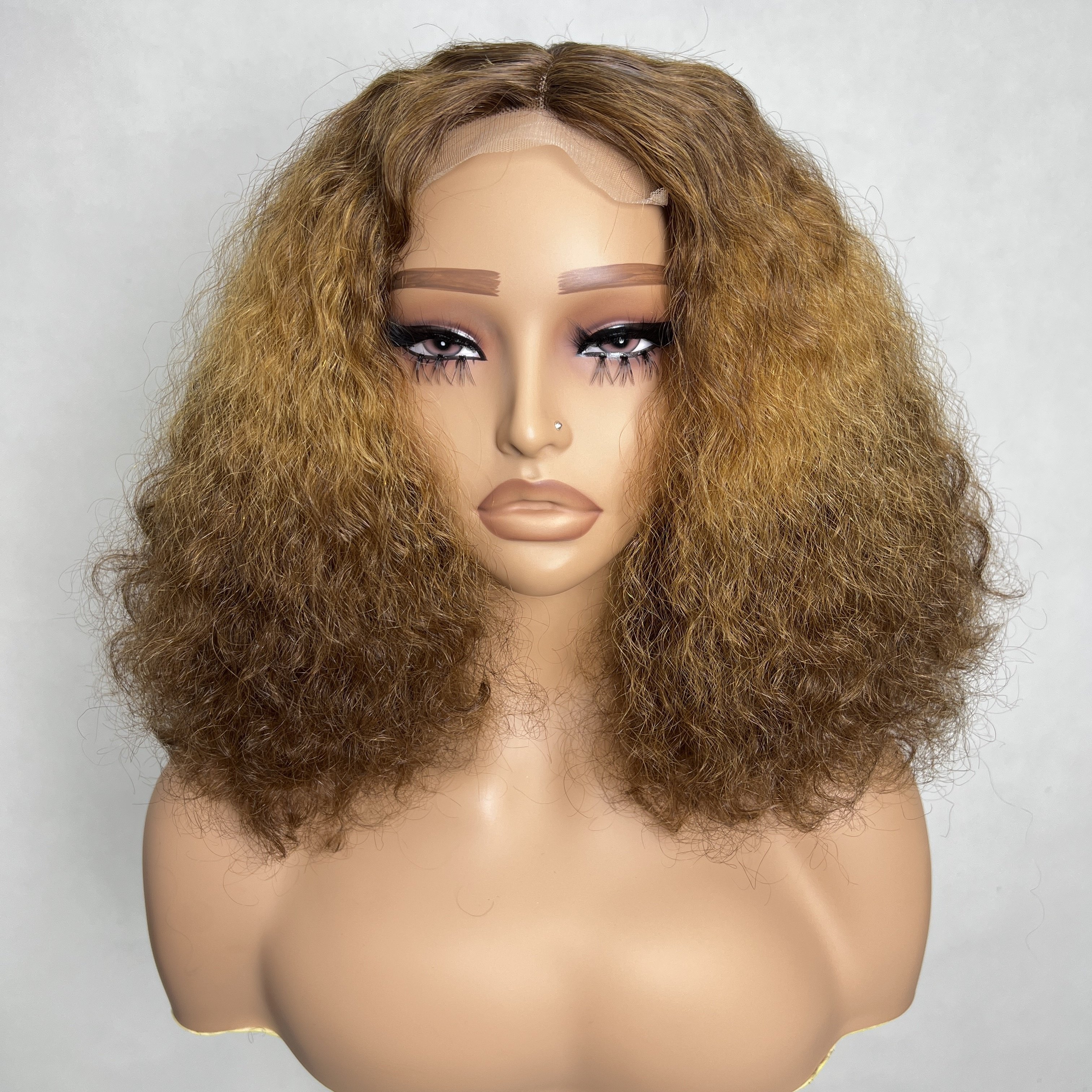 Factory Hot Selling T Part Lace Closure Curly Wig 250% Density 100% Raw Cuticle Aligned Human Hair Wigs Vendor