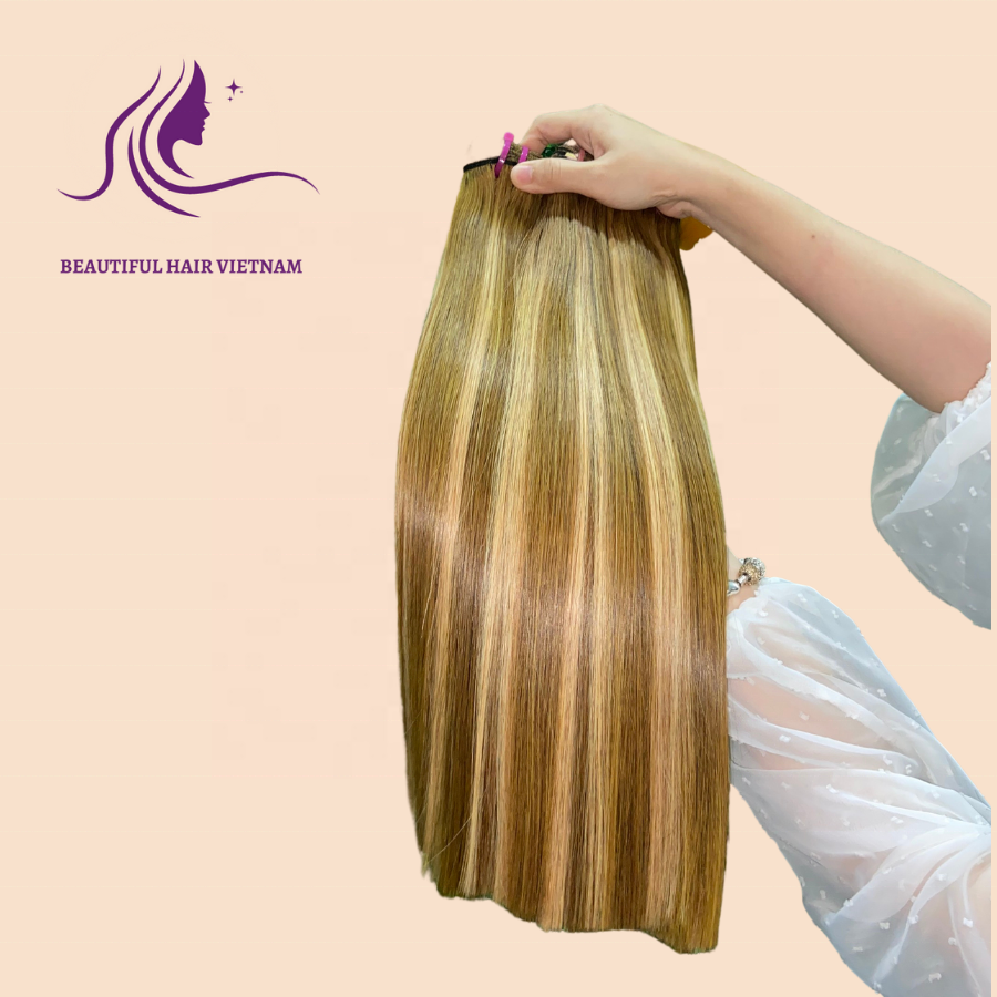 Beautiful Vietnamese Bone Straight Piano Color Hair Extensions, Best Texture Silky Raw Hair, High Quality Bundles Virgin Hair